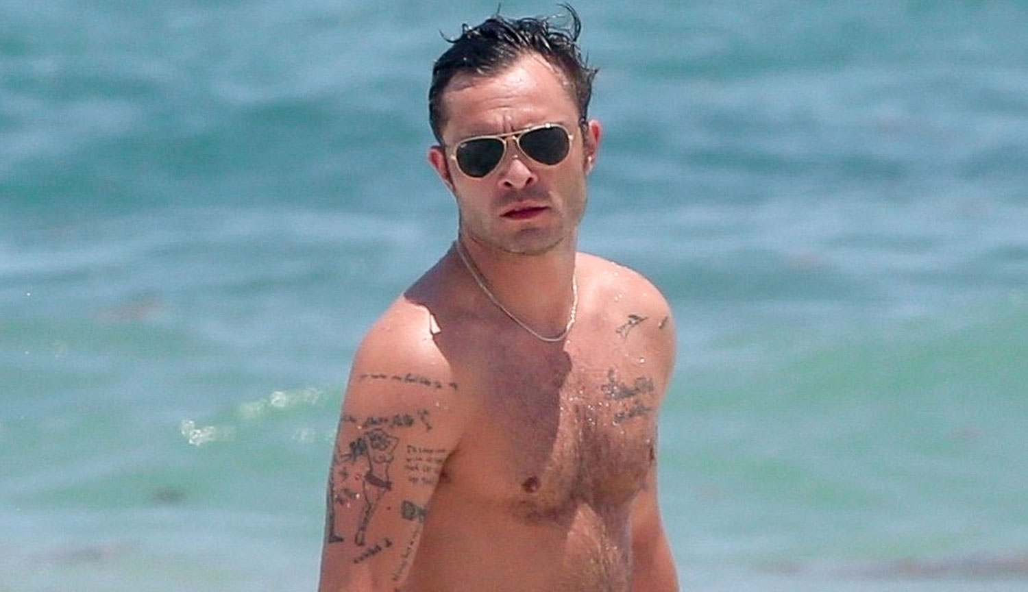 Shirtless Ed Westwick Hits the Beach in Short Shorts | Ed Westwick