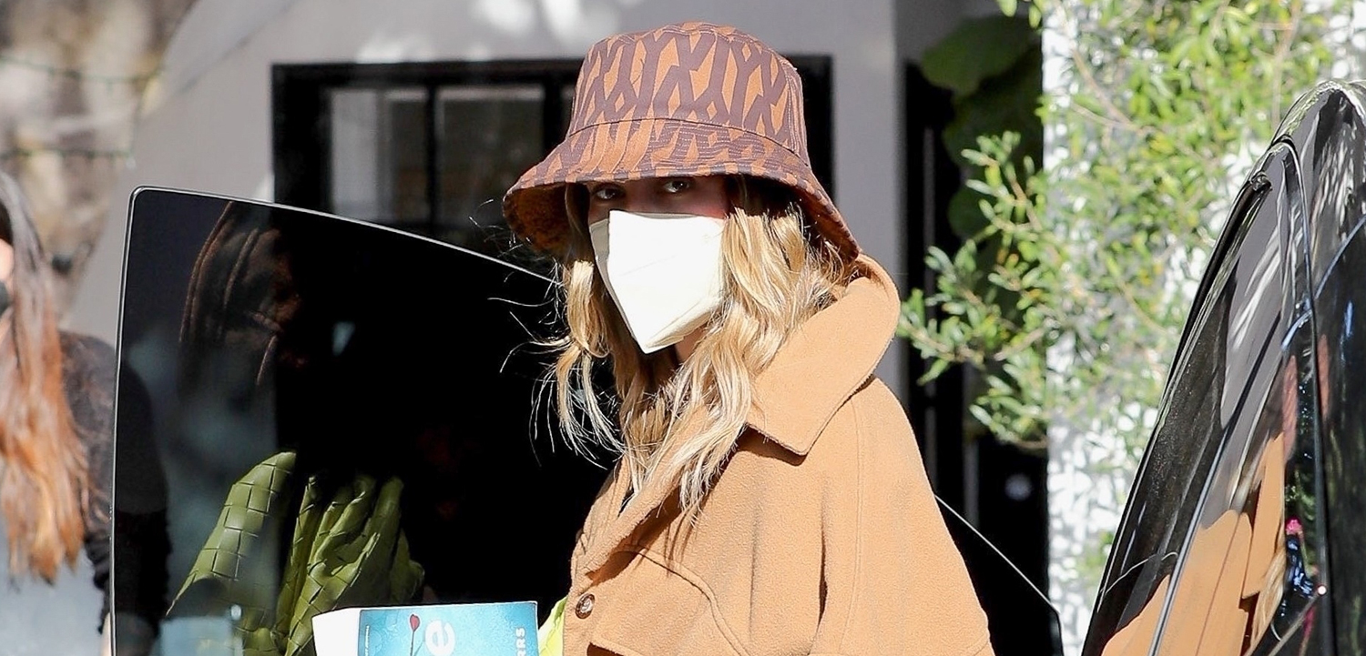 Hailey Bieber Wears Ivy Park Bucket Hat While Out in Beverly Hills