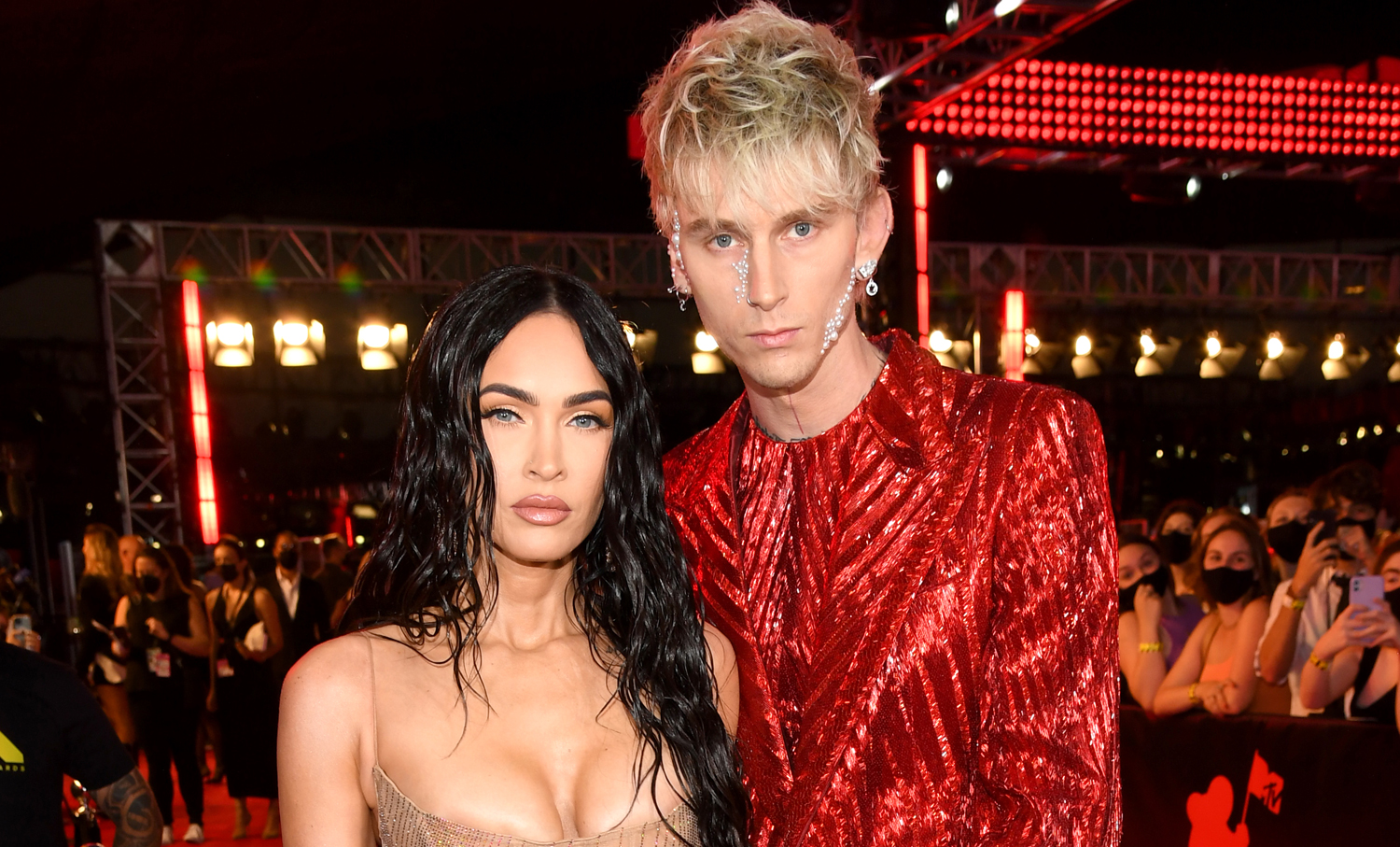 Megan Fox Wears Completely Sheer Dress at MTV VMAs 2021 with Boyfriend