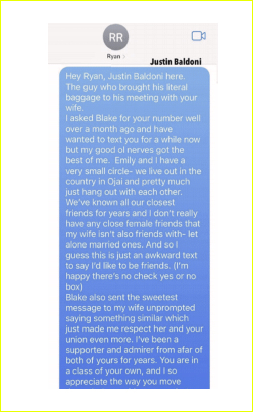 Justin Baldoni & Ryan Reynolds’ Alleged 2023 Text Message Exchange