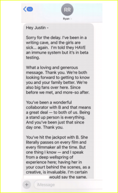 Justin Baldoni & Ryan Reynolds’ Alleged 2023 Text Message Exchange