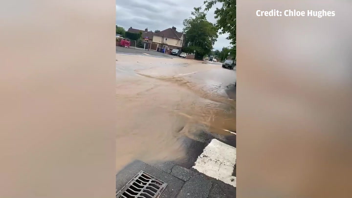 Burst water main causes flooding on major road in Swinton Manchester