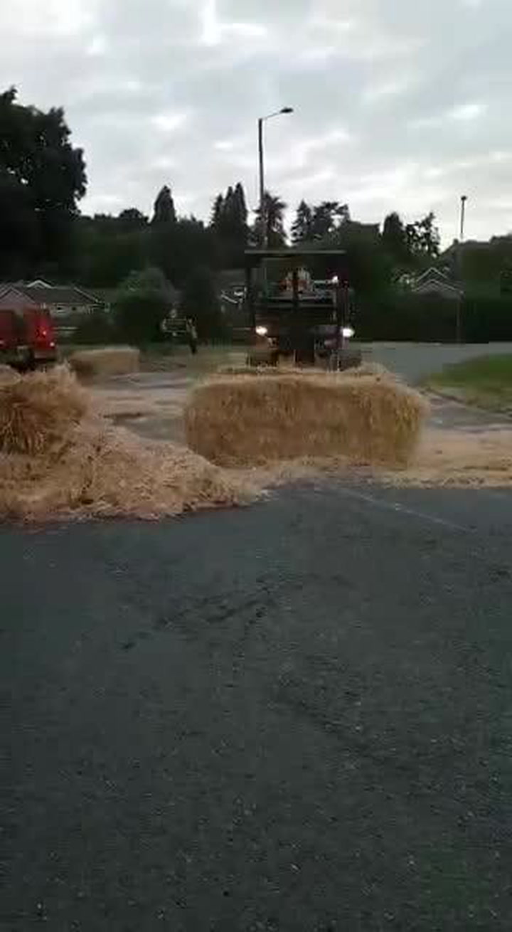 Stray bales of hay close major Dorking road for two hours Surrey Live