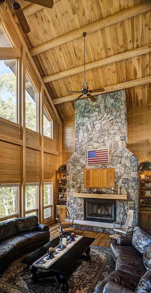 South Carolina Log Home great room Katahdin Cedar Log Homes