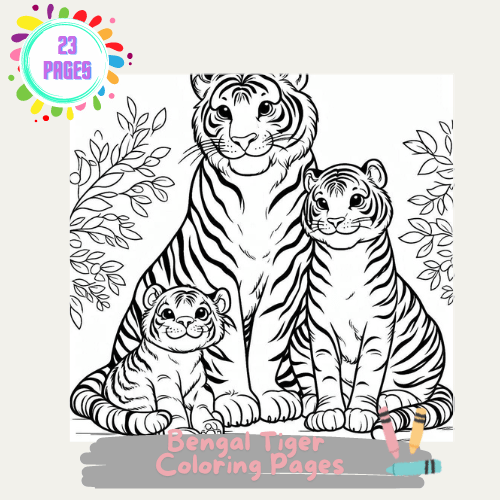 Bengal Tiger Coloring Pages For Kids Free PDF Printables