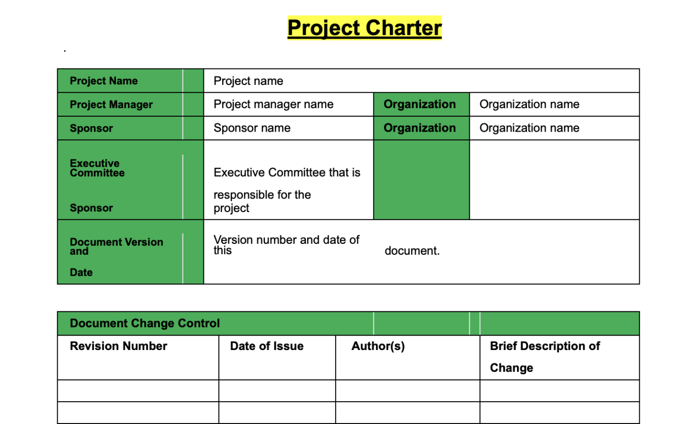 Project Charter Template - 54+ Koleksi Gambar