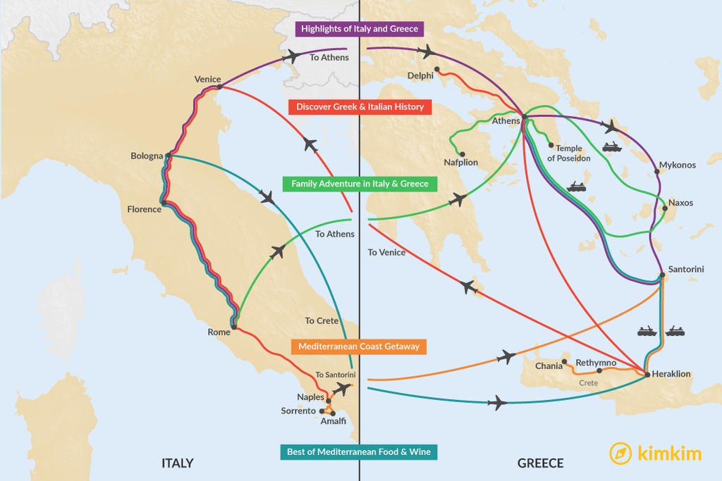 Map Of Italy And Greece Italy Travel Maps - Maps To Help You Plan Your Italy Vacation | Kimkim