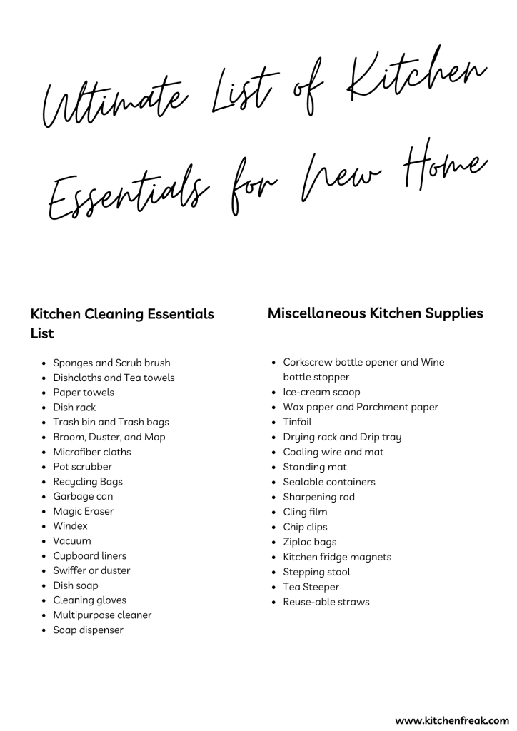 Ultimate List of Kitchen Essentials for New Home Get Started Today! KitchenFreak