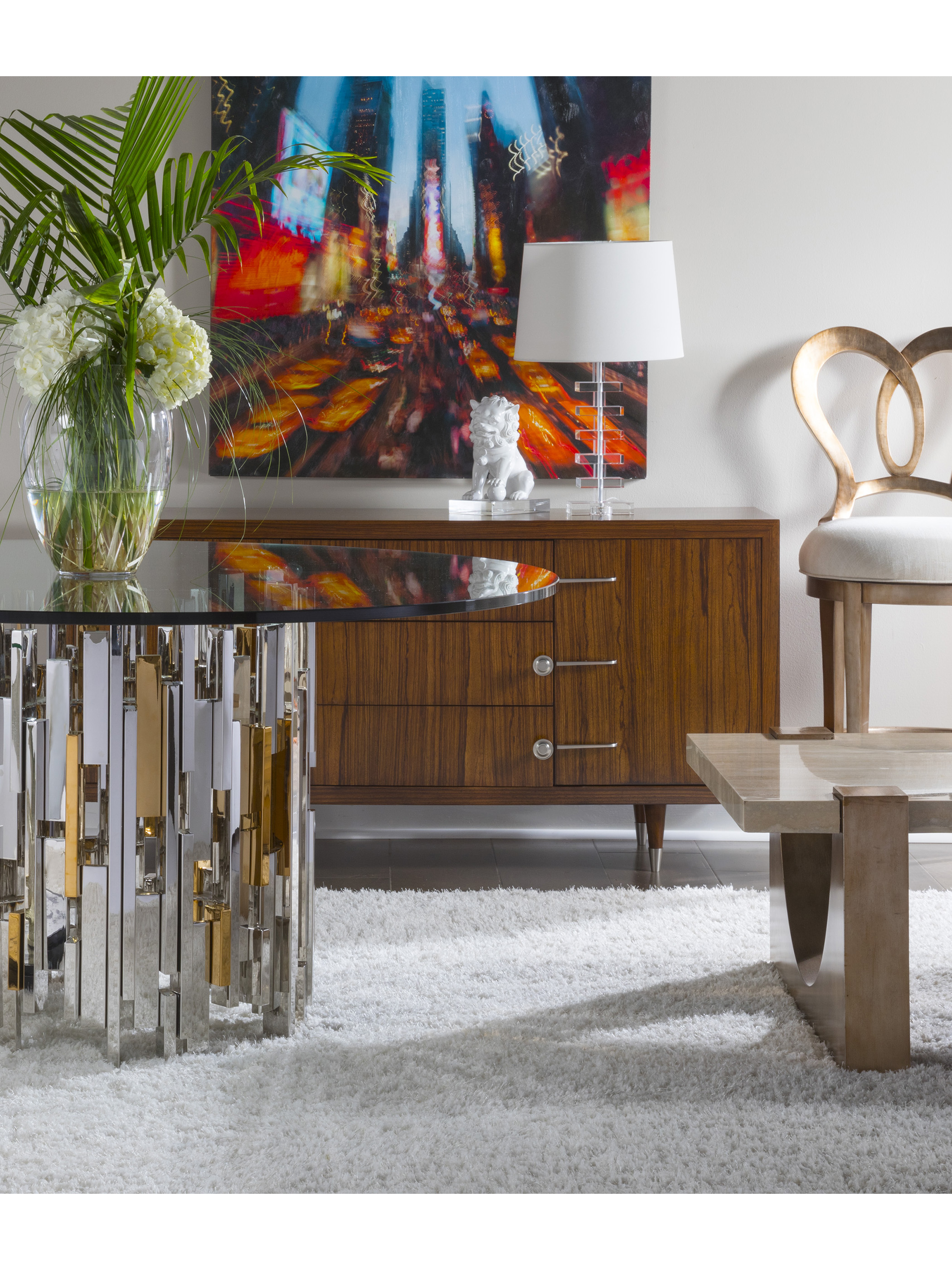 Signature Designs Cityscape Round Dining Table With Glass Top 2041870