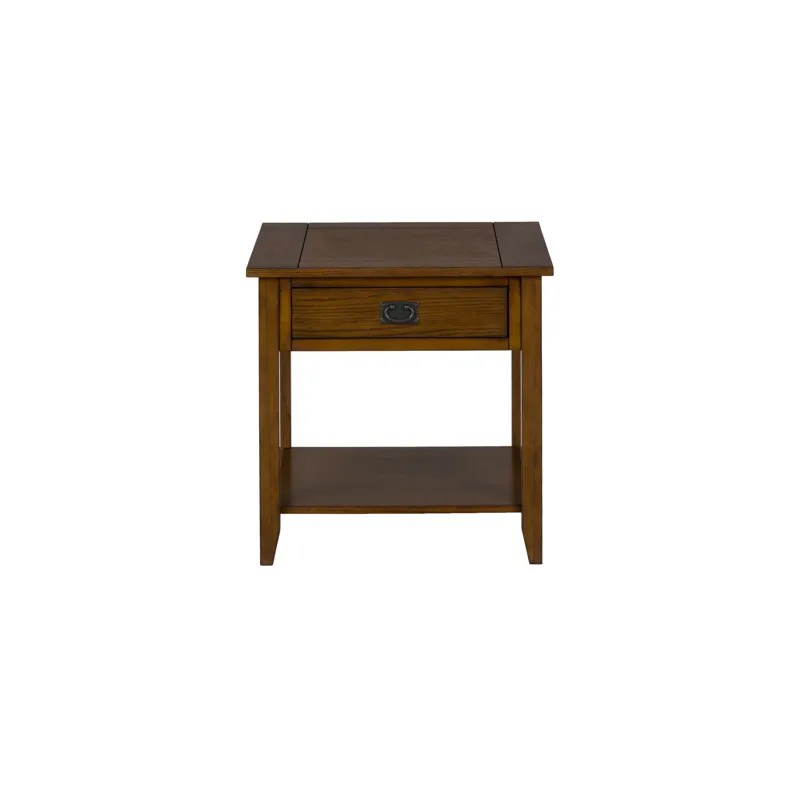 Mission Oak End Table with 1 Drawer and 1 Shelf 10323 by Jofran at Old