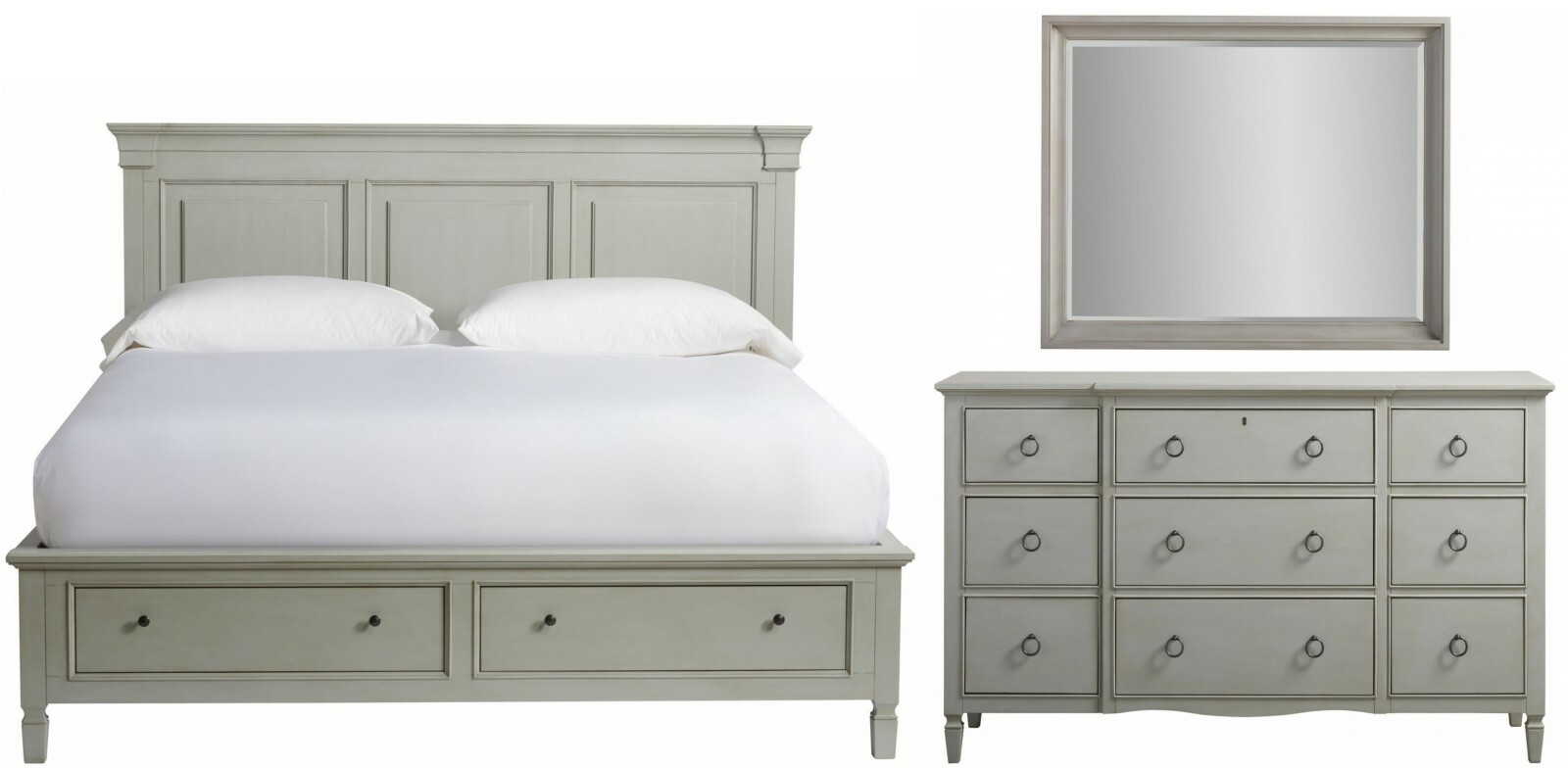 Summer Hill 3 PC King Storage Bedroom Set French Gray NIS737444810 at