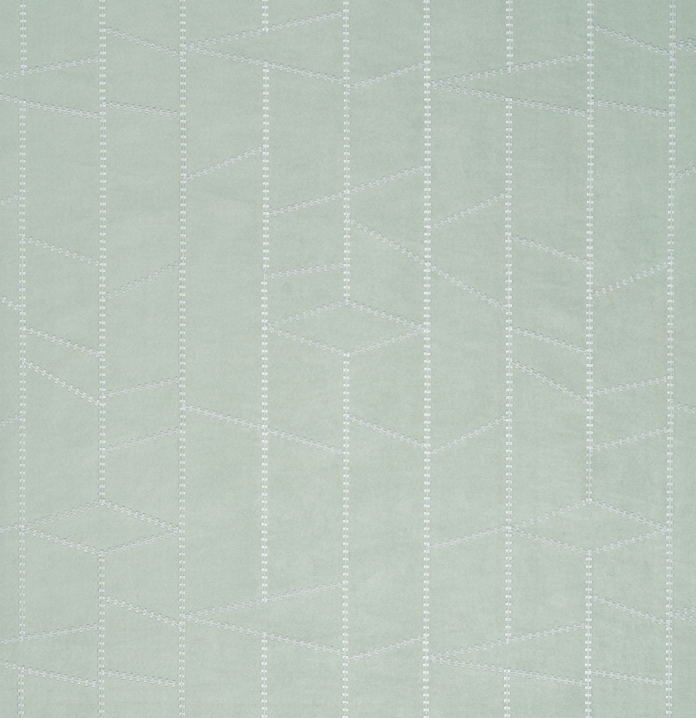 Jade and Light Blue Geometric Ultrastitch Abstract Microfiber