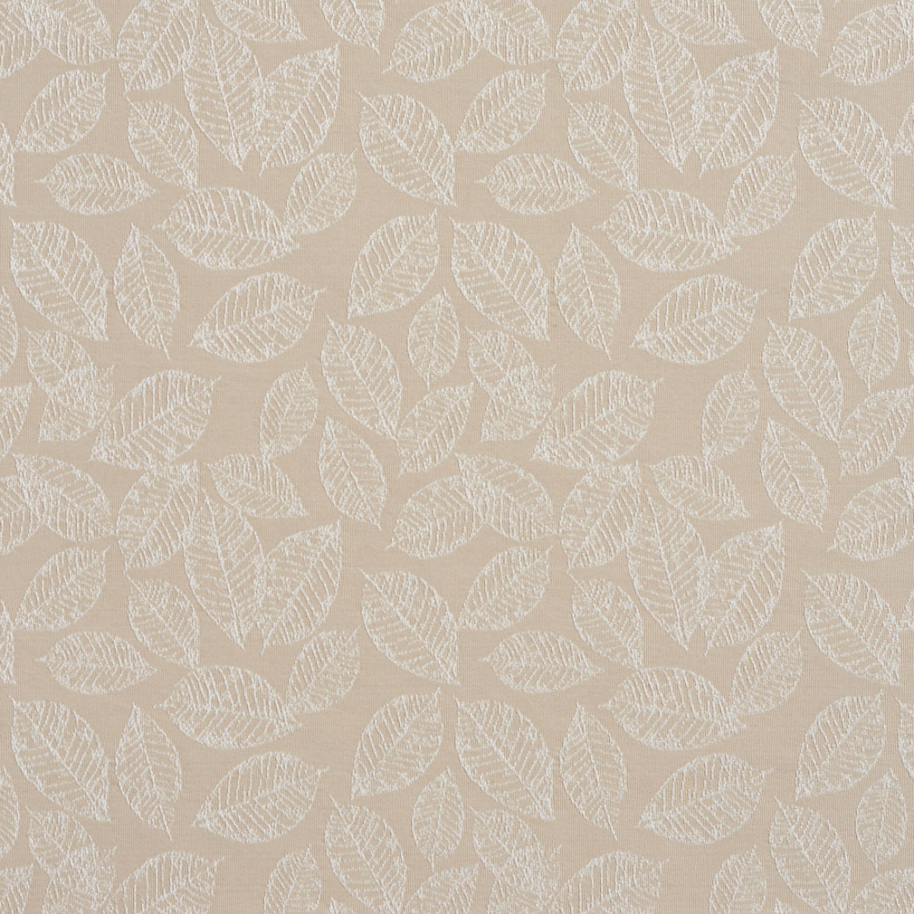 Linen Beige and White Small Decorative Leaf Pattern Damask Upholstery