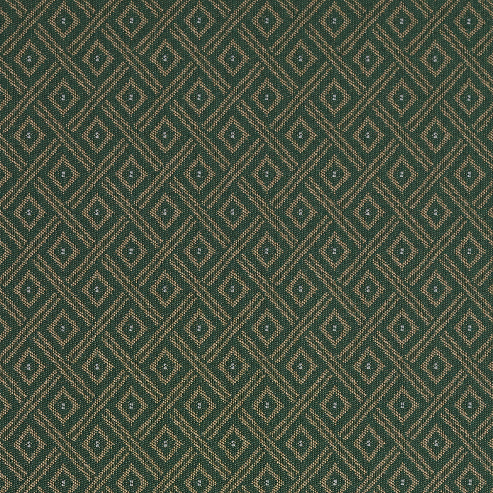 Forest Green and Beige Diamond Geometric Abstract Crypton Upholstery Fabric