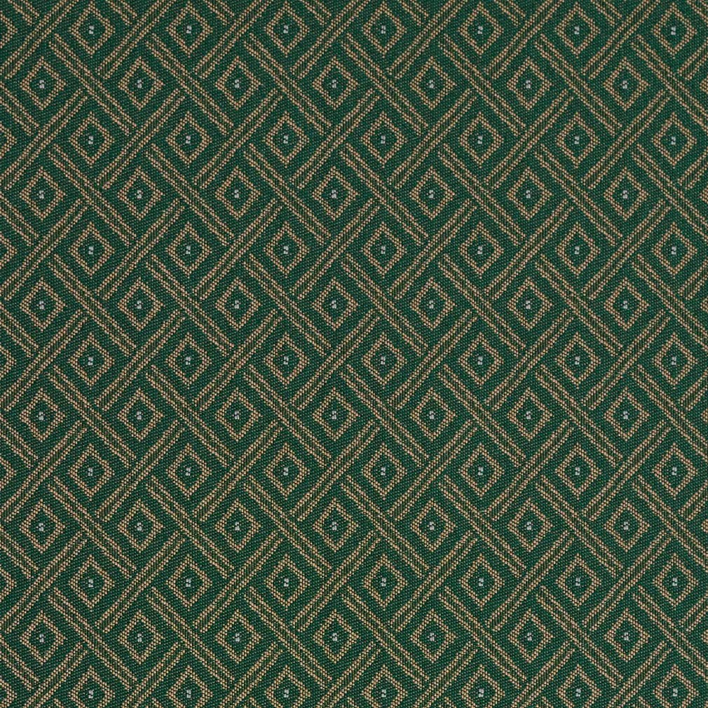 Forest Green and Beige Diamond Geometric Abstract Crypton Upholstery Fabric