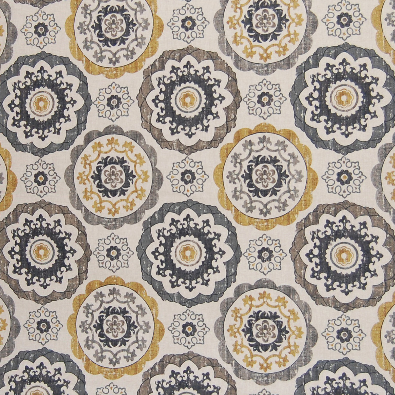 Ash Gray Floral Cotton Upholstery Fabric by the yard
