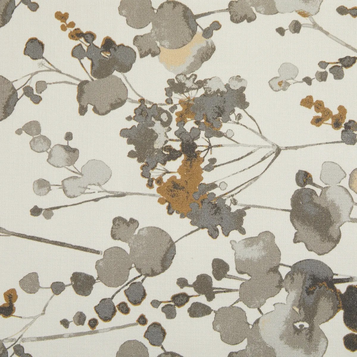 Slate Grey Floral Print Floral Print Upholstery Fabric by the Yard