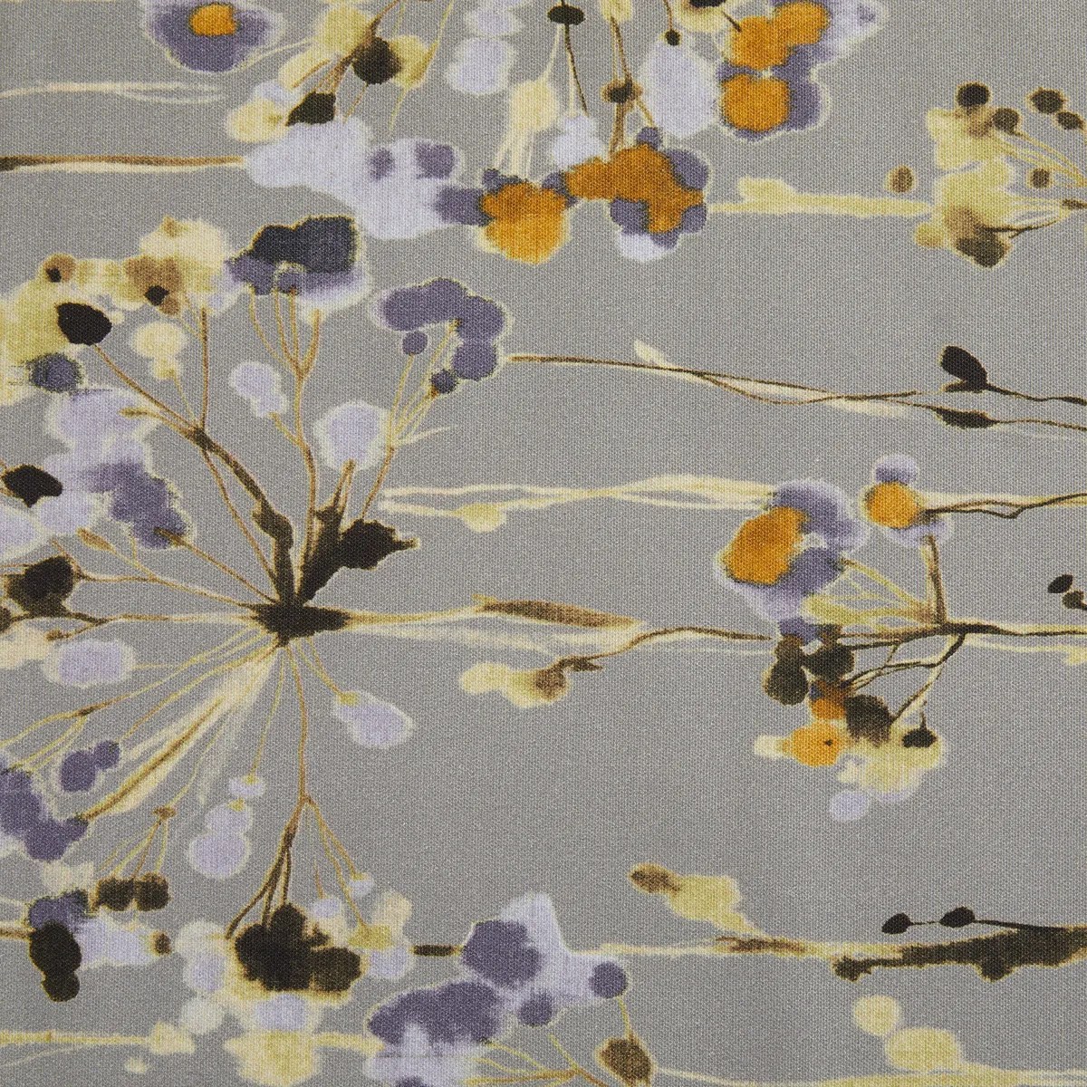 Grey Floral Print Floral Print Upholstery Fabric by the Yard