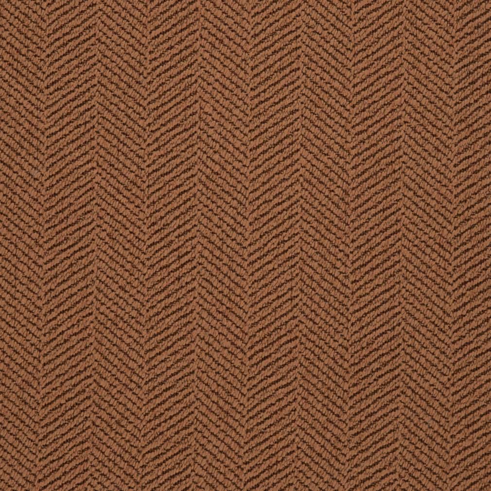 Ginger Brown and Coral Chevron Tweed Upholstery Fabric by the yard