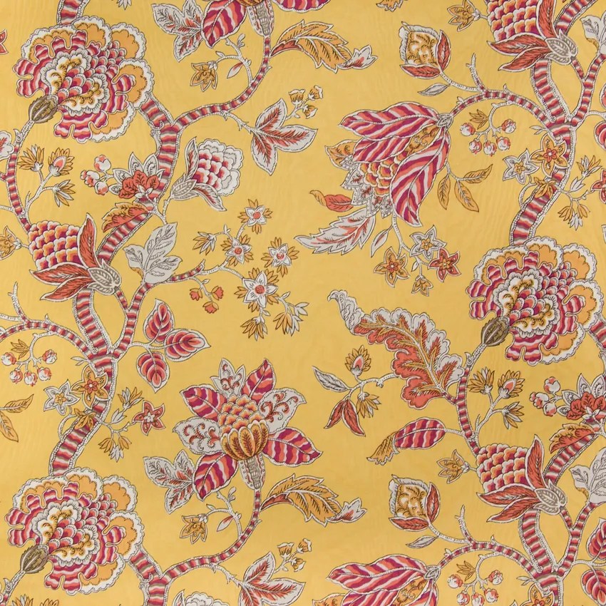 Sunset Yellow Floral Jacquard Upholstery Fabric by the yard G5024