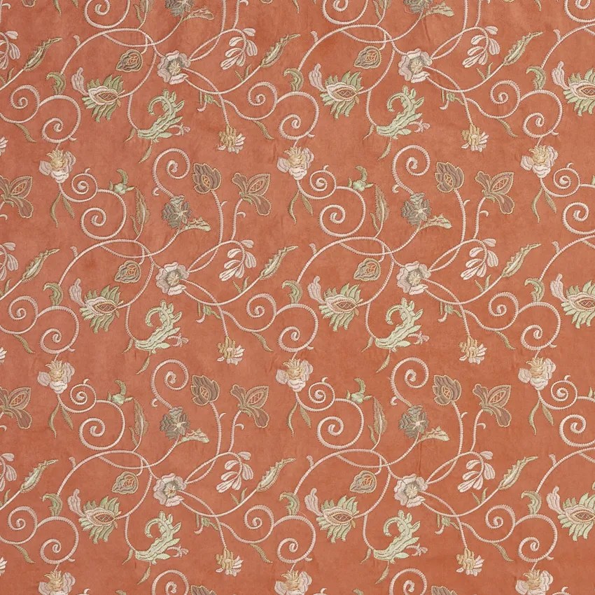 Apricot and Coral Floral Microfiber Upholstery Fabric K3214 KOVI Fabrics