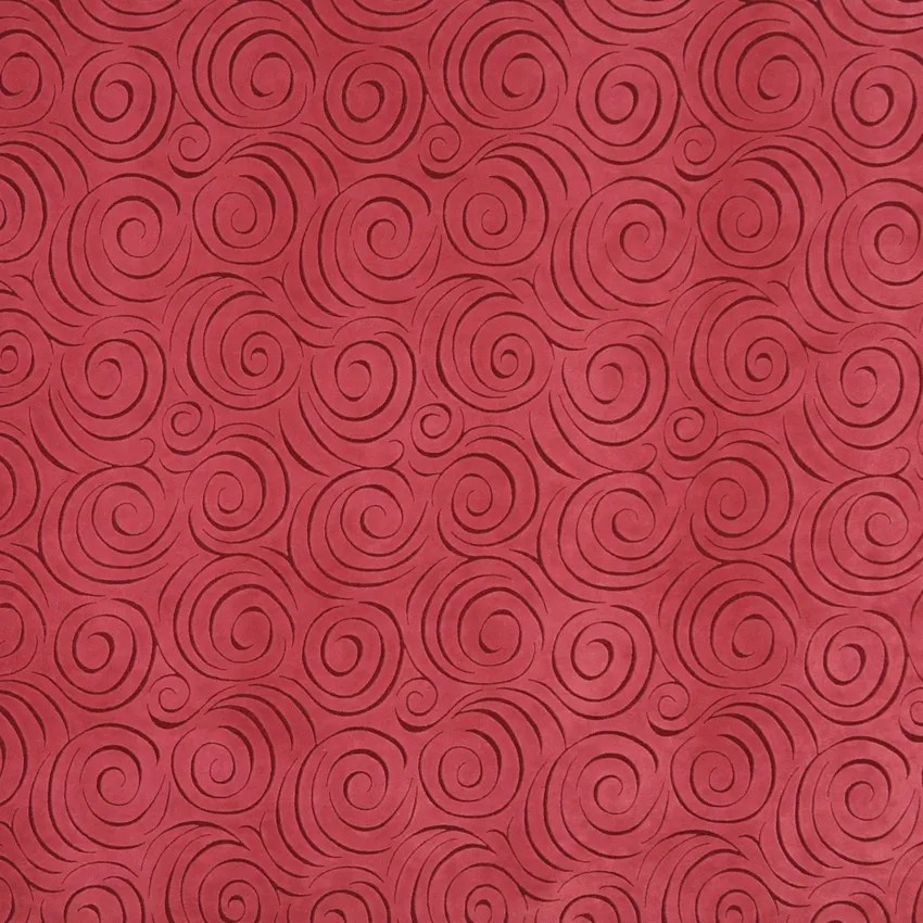 Crimson Burgundy Abstract Swirls Microfiber Upholstery Fabric K3415