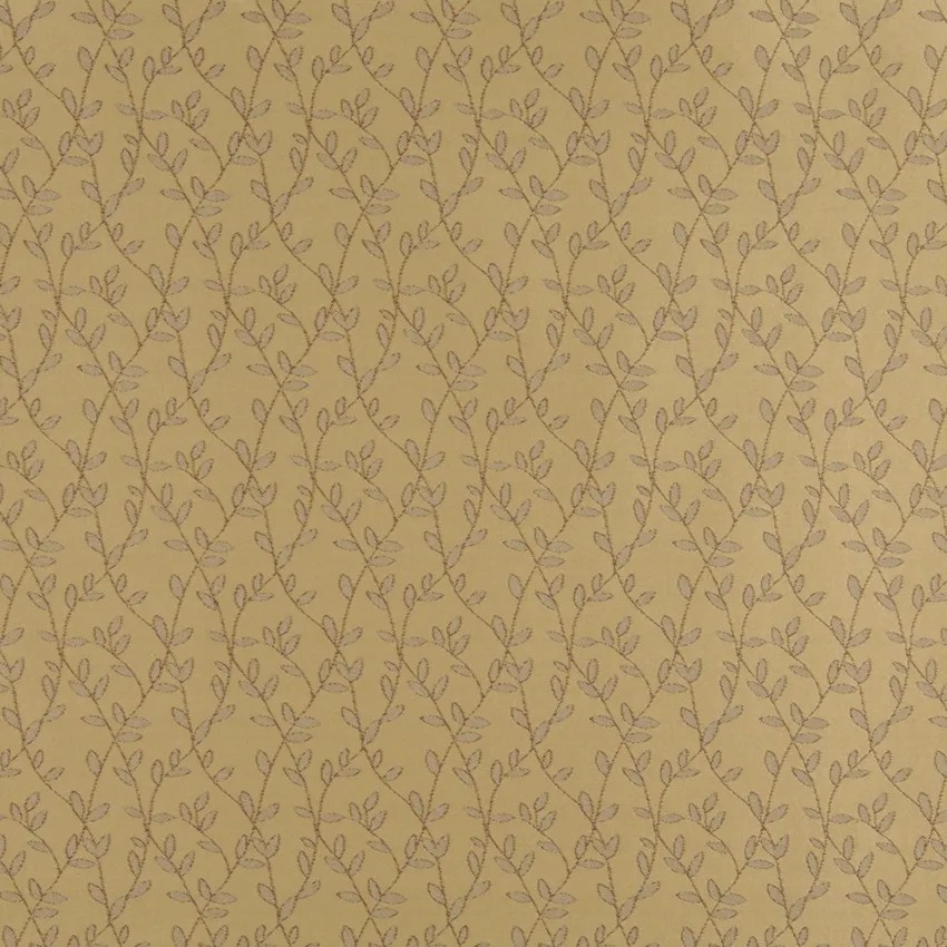 Harvest Gold Vine Leaf Foliage Pattern Damask Upholstery Fabric