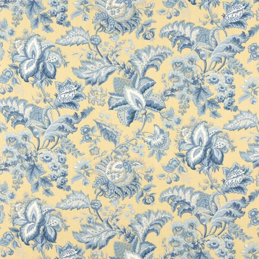 Cornflower Dark Blue and Light Blue Floral Marine Upholstery Fabric by