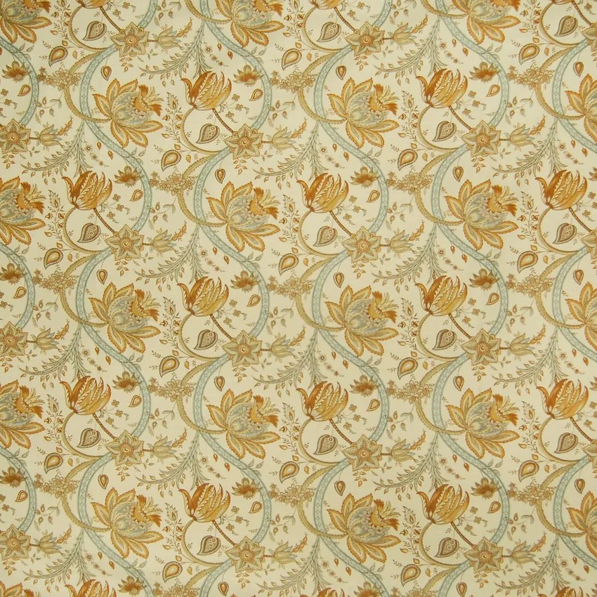 Aquamarine Blue Floral Made in USA Upholstery Fabric by the yard G0285