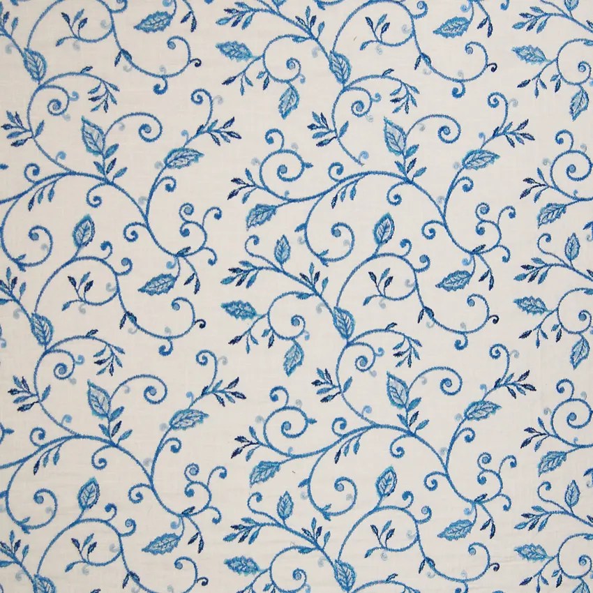 Blue Floral Embroidery Upholstery Fabric by the Yard G7317 KOVI Fabrics