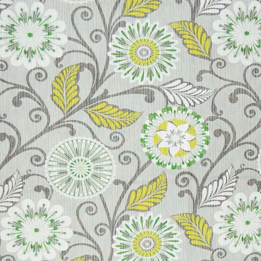 Platinum Gray Floral Cotton Upholstery Fabric by the Yard G8837 KOVI