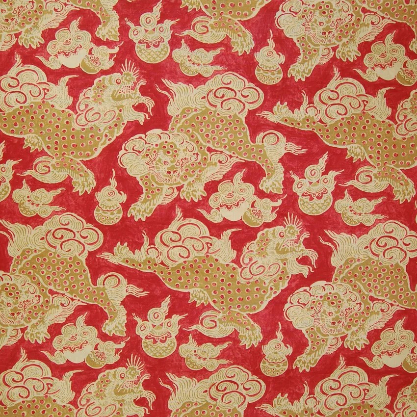 Cinnabar Red Animal Print Upholstery Fabric by the Yard G0658 KOVI