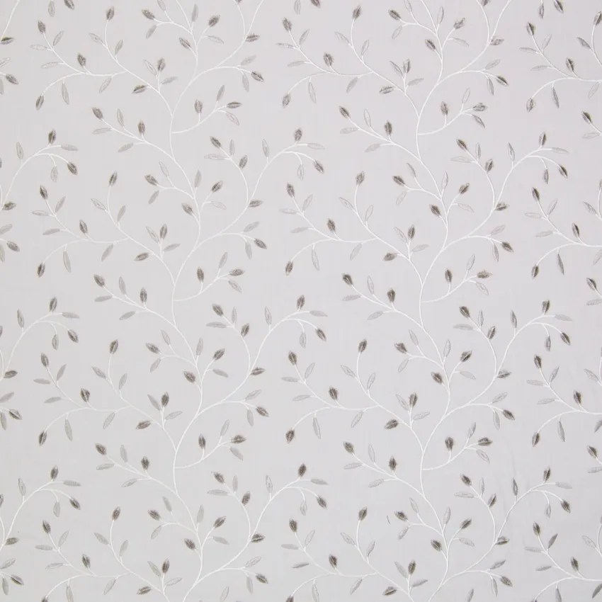 Platinum Gray Floral Cotton Drapery and Upholstery Fabric by the Yard