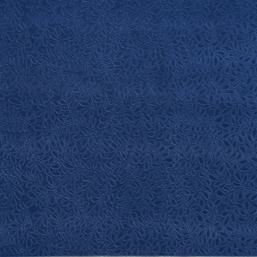 Dark Blue and Light Blue Foliage Microfiber Upholstery Fabric by the