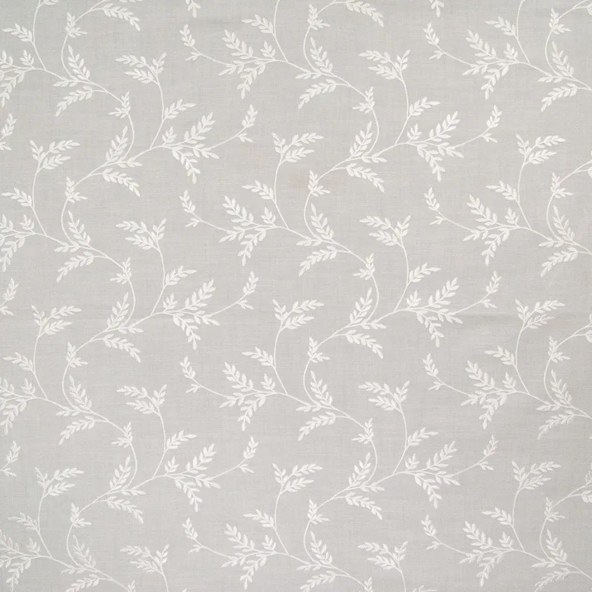 Cloud Gray Floral Cotton Drapery and Upholstery Fabric by the Yard