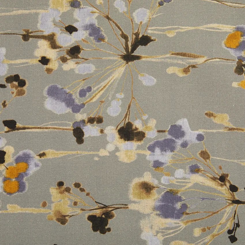 Grey Floral Print Floral Print Upholstery Fabric by the Yard