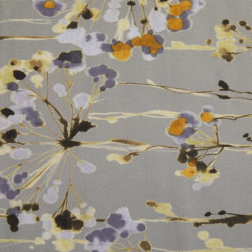 Grey Floral Print Floral Print Upholstery Fabric by the Yard