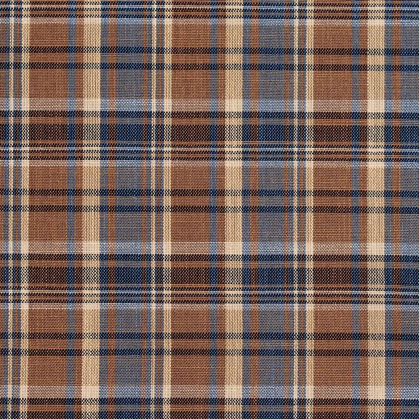 Indigo Plaid Blue and Brown Plaid Linen Upholstery Fabric by the Yard