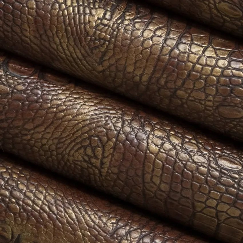 Bronze Brown Animal Print Vinyl Upholstery Fabric by the Yard