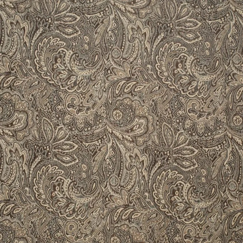 Carob Brown Paisley Tapestry Upholstery Fabric by the Yard