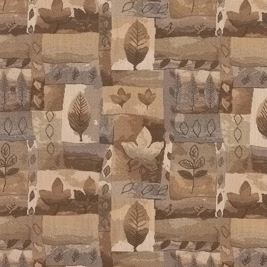 Sand Dune Beige and Brown Foliage Fade Resistant Upholstery Fabric by