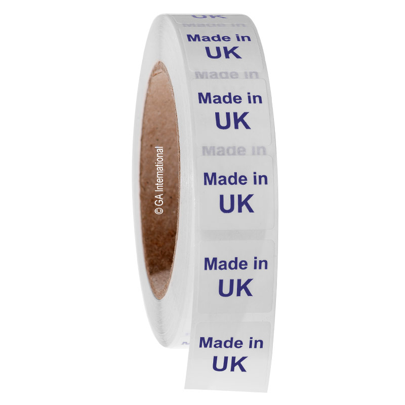 Made in UK OilProof Country of Origin Labels 1" x 1" ABA1039