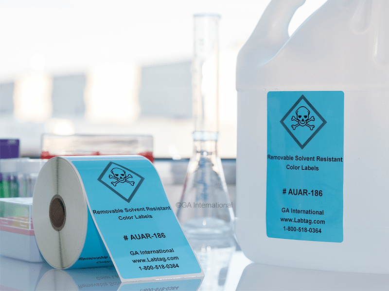 Removable SolventResistant Color Labels for Containers 3" x 5" AUAR