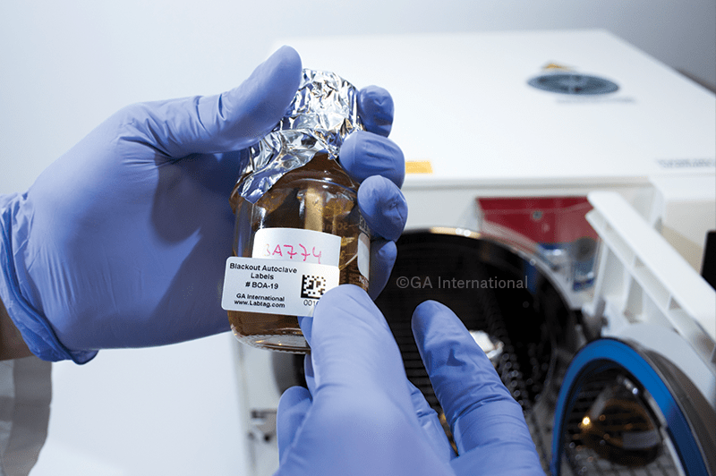 AutoclaveResistant Blackout Labels 1.3" x 0.625" BOA19 LabTAG