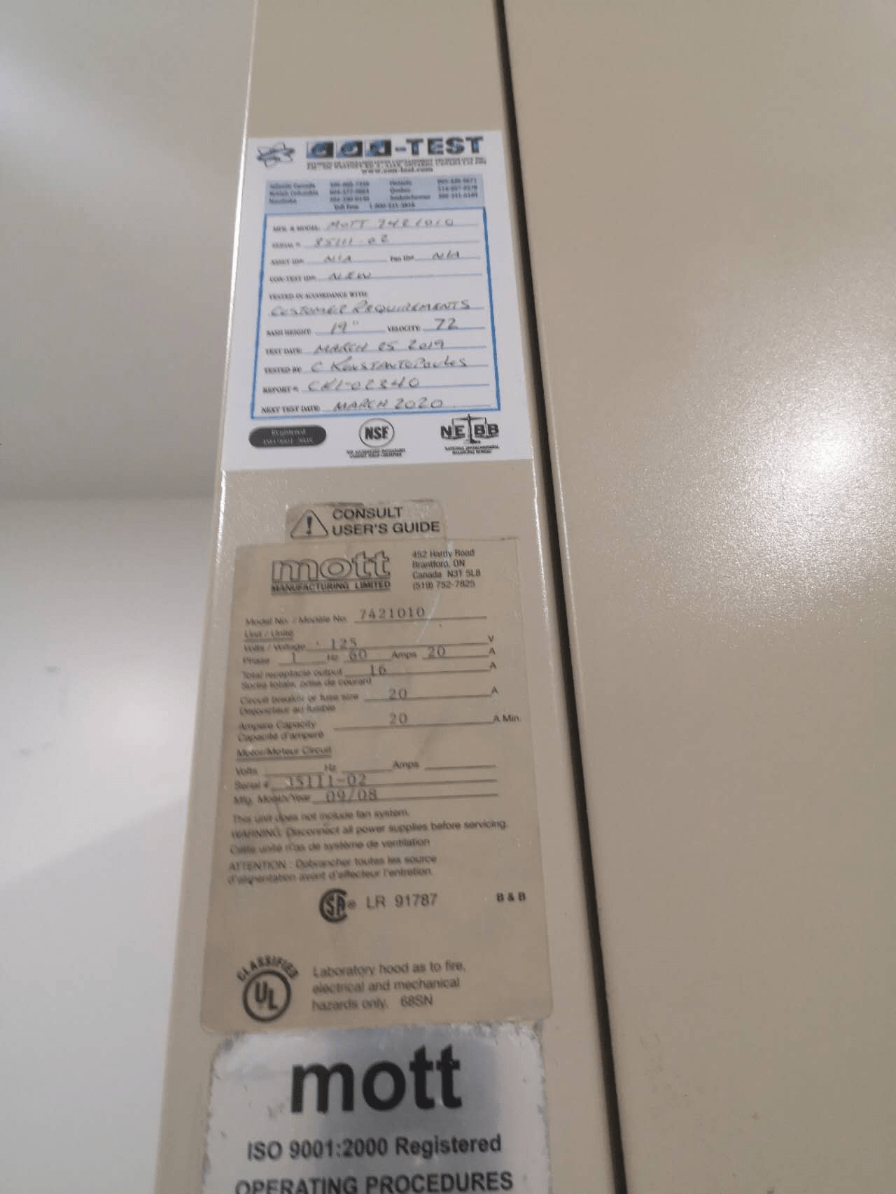 Hood, Fume Exhaust, 6ft, Mott Labs 7421010