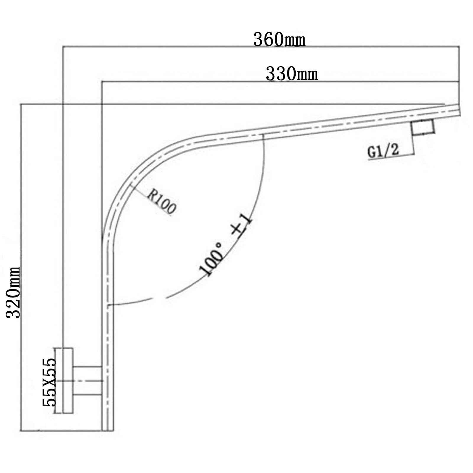 Brushed Yellow Gold Gooseneck Wall Mounted Shower Arm