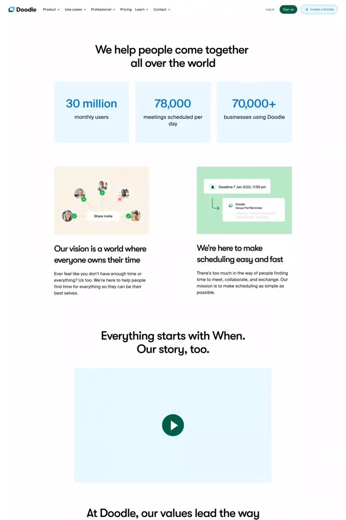 Free online meeting scheduling tool Doodle on Landbook get inspired by landings design and more