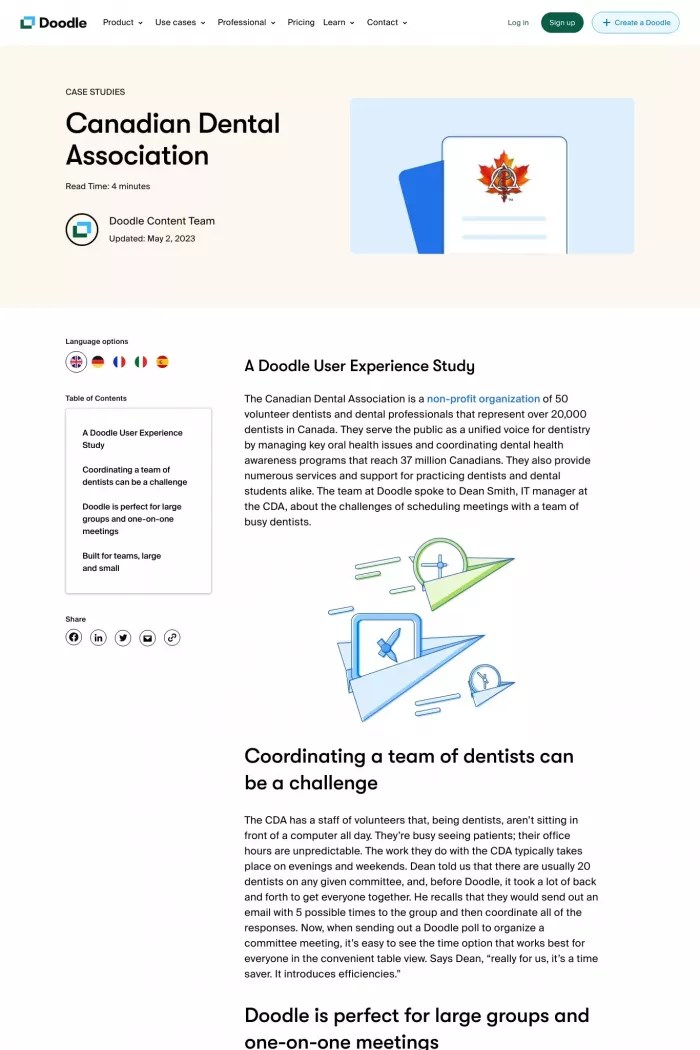 Free online meeting scheduling tool Doodle on Landbook get inspired by landing design and more