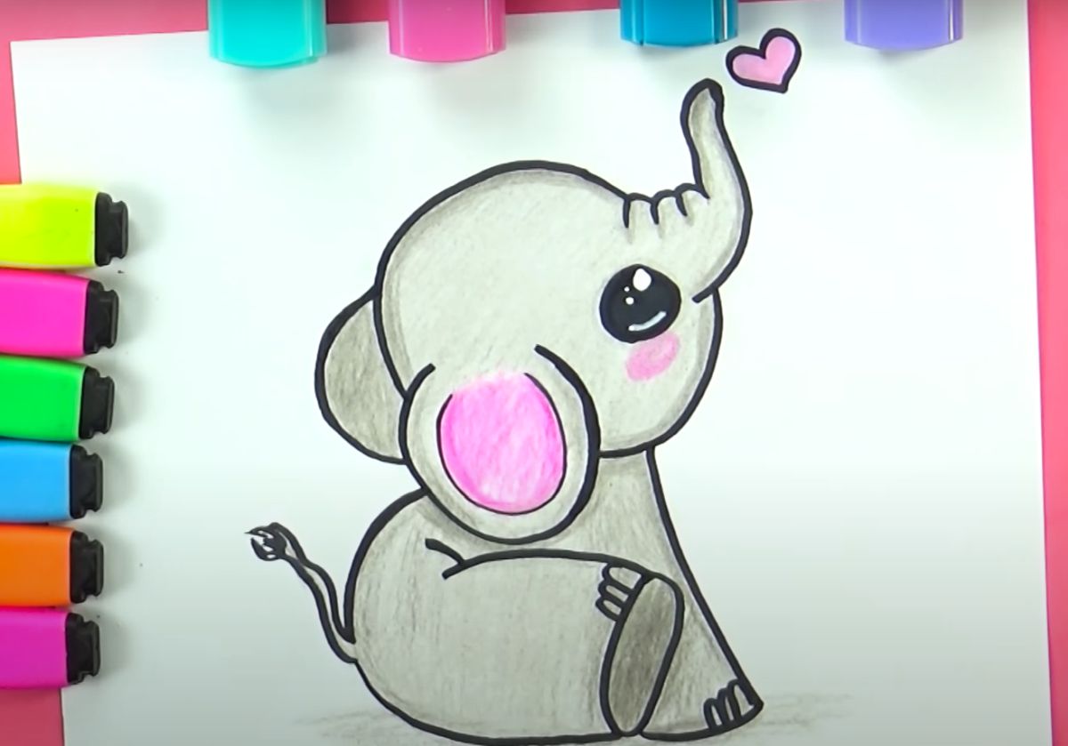 How To Draw A Cute Elephant