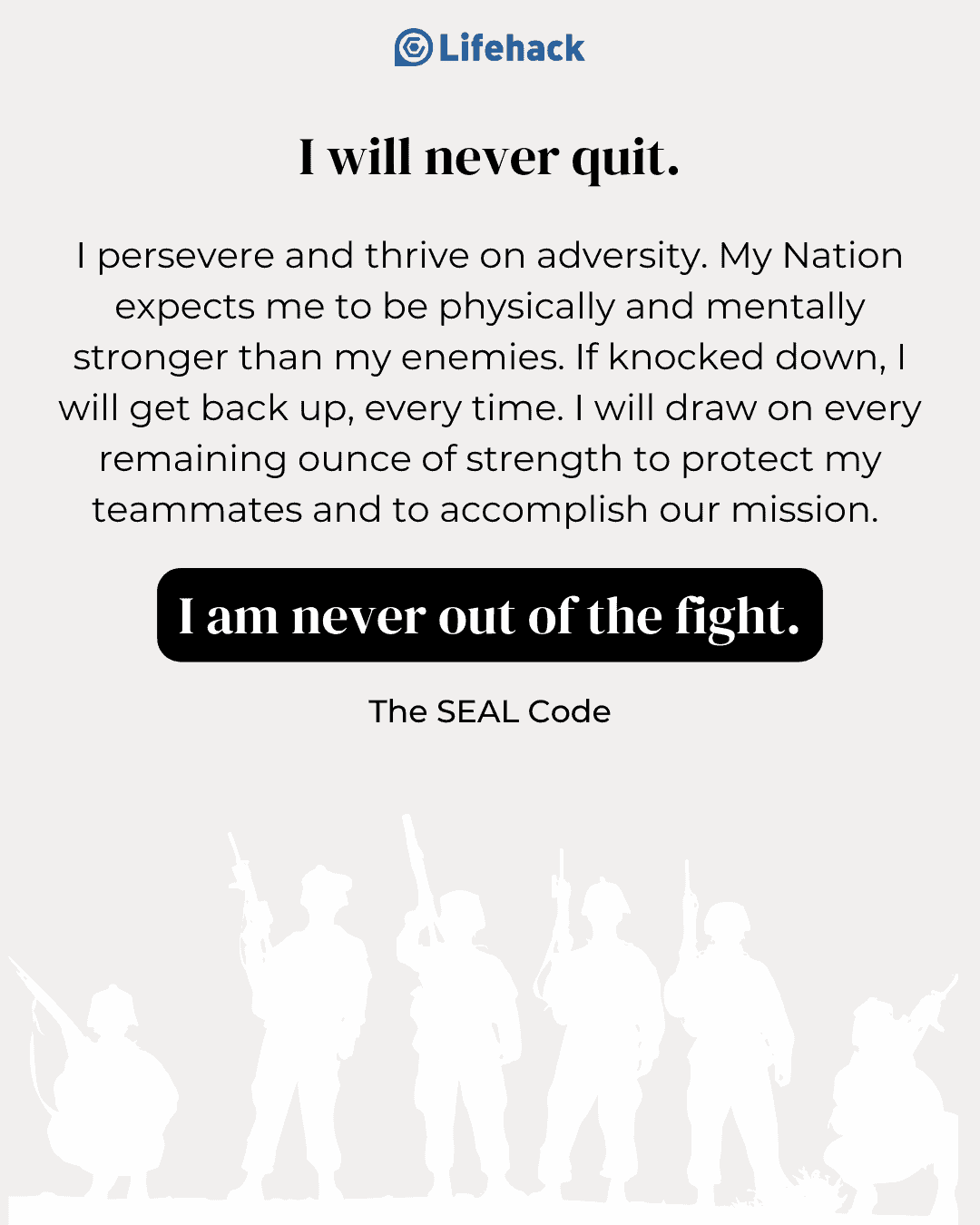Navy Seal Quote I Will Never Quit